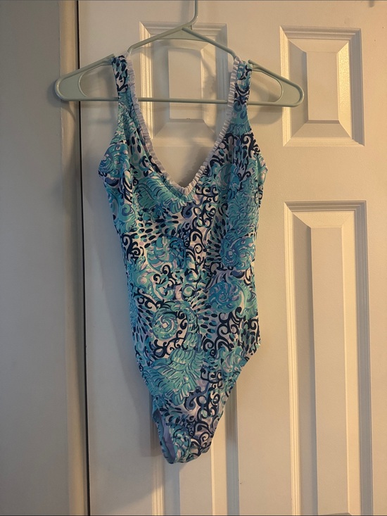 Lilly Pulitzer Other - Lilly Pulitzer Turquoise Navy Floral One-Piece Swimsuit